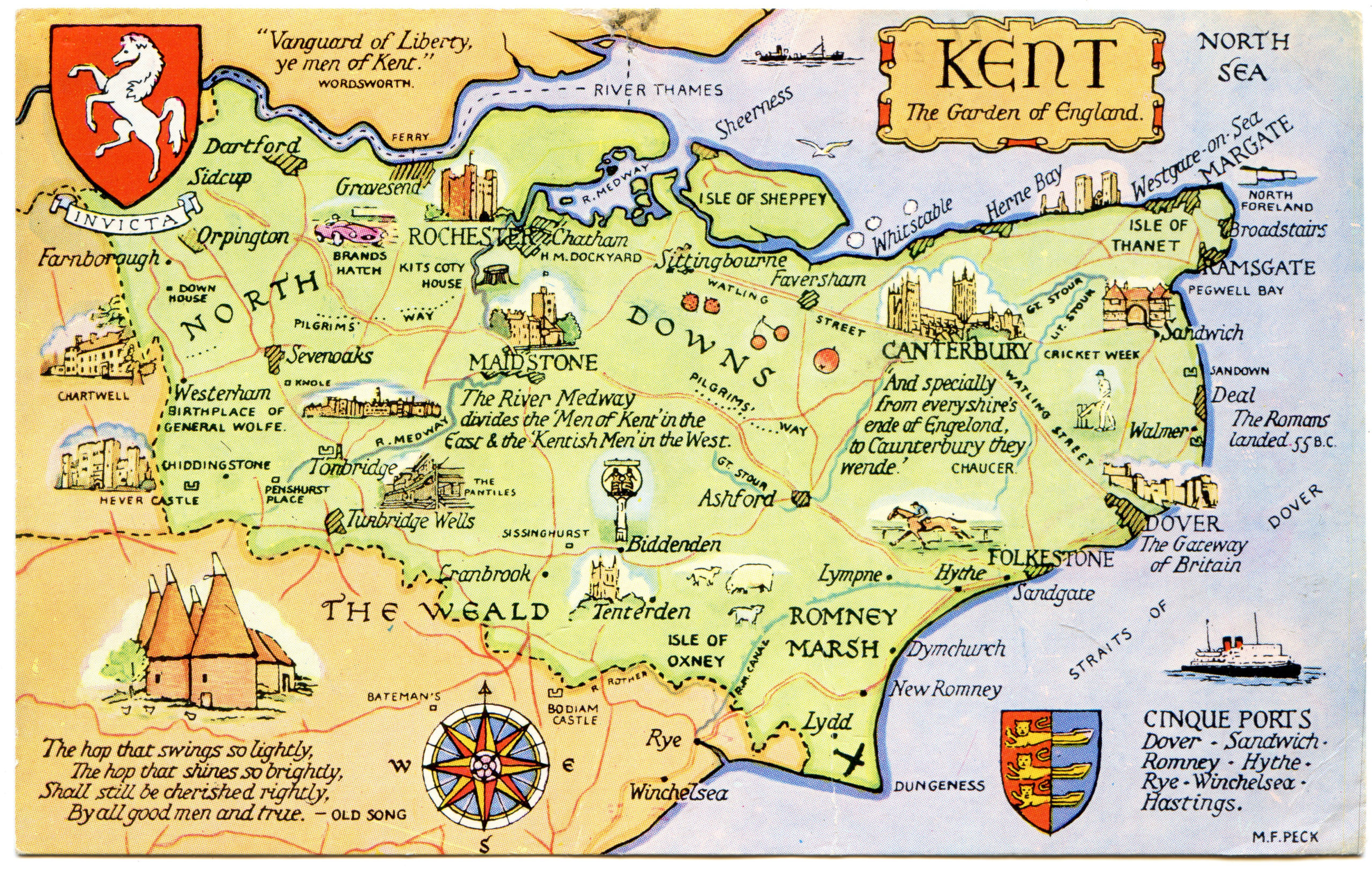 Postcard Map Of Kent The Garden Of England Flickr 