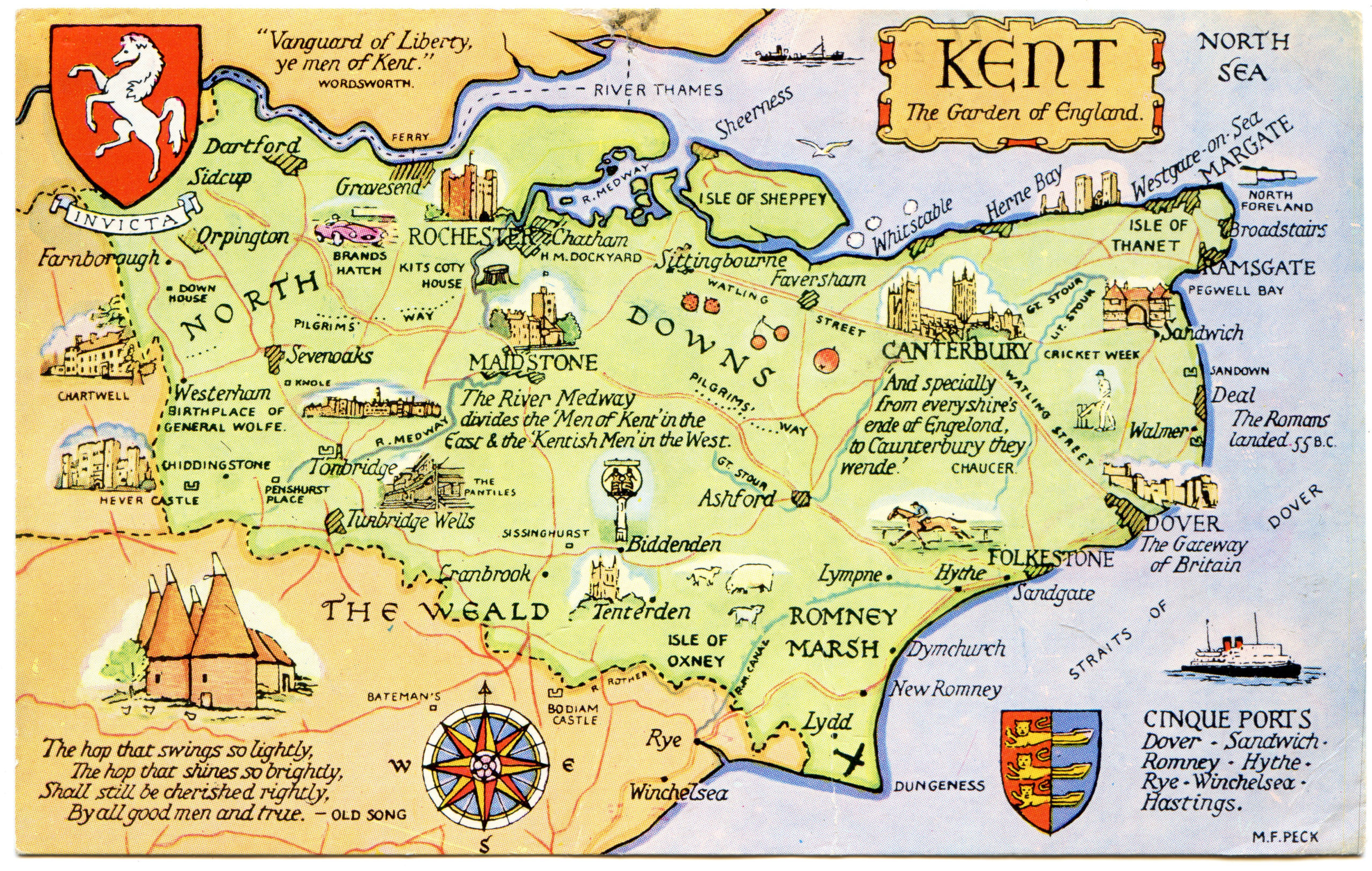 Postcard Map Of Kent The Garden Of England Flickr Postcard Map Of Kent The Garden Of England Flickr