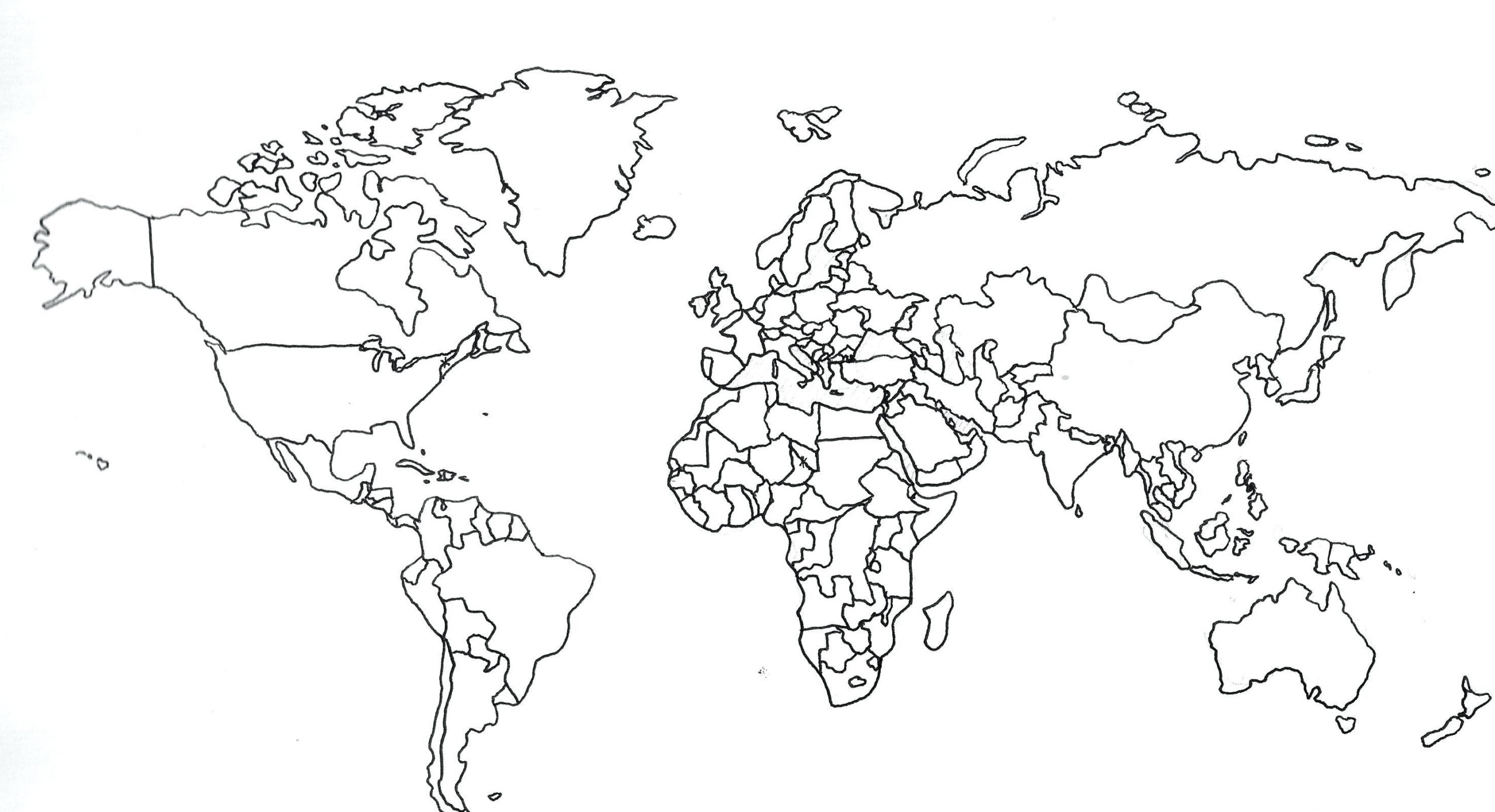 Printable Black And White World Map With Countries 