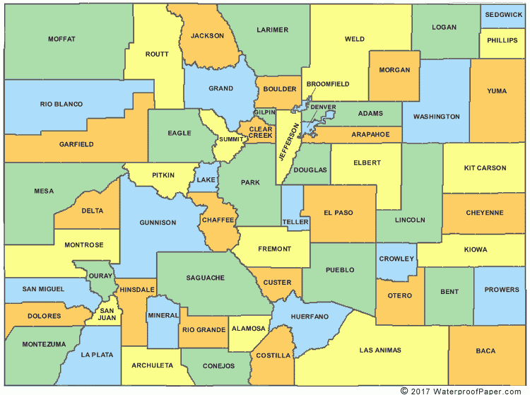 Printable Colorado Maps State Outline County Cities