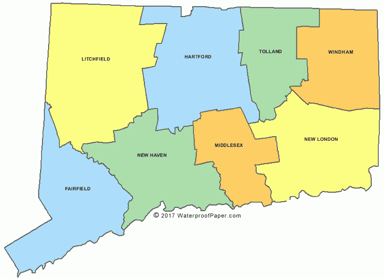 Printable Connecticut Maps State Outline County Cities