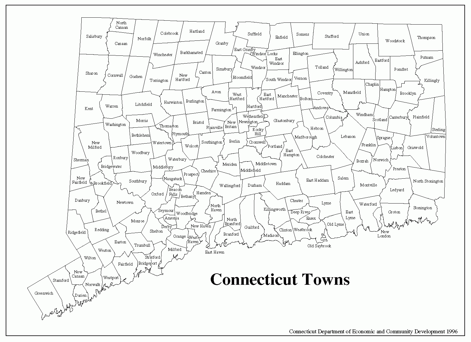 Printable Connecticut Town Map Connecticut Town Map PDF 