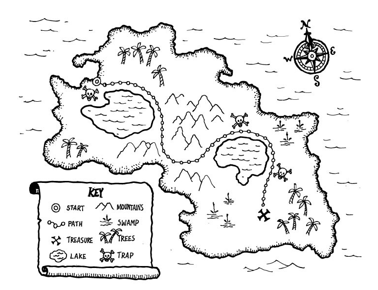 Printable Kids treasure map Coloringpagebook