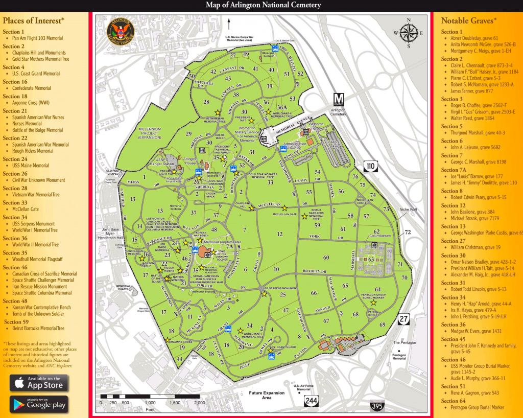 Printable Map Of Arlington National Cemetery Printable Maps Printable Map Of Arlington National Cemetery Printable Maps