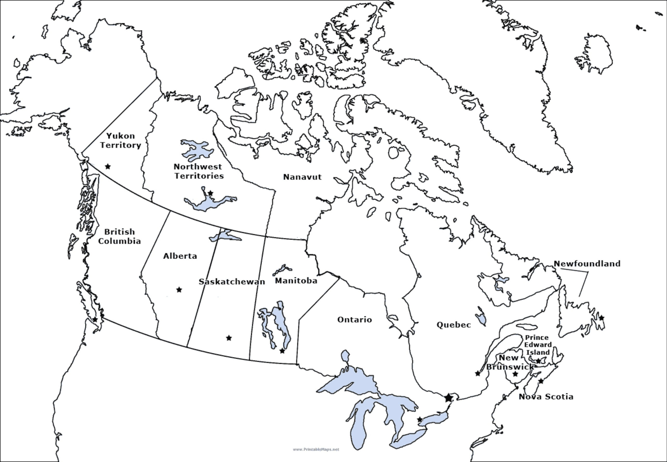 Printable Map Of Canada Provinces And Territories