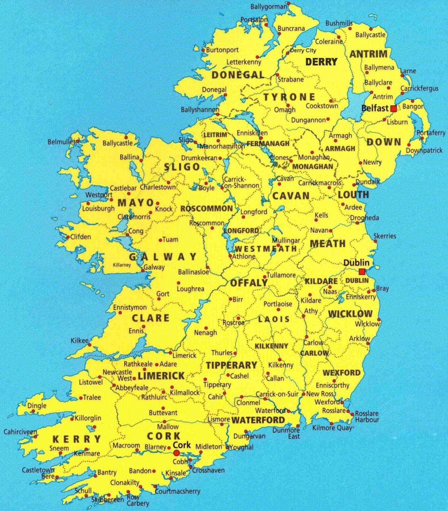 Printable Map Of Ireland Counties And Towns Printable Maps