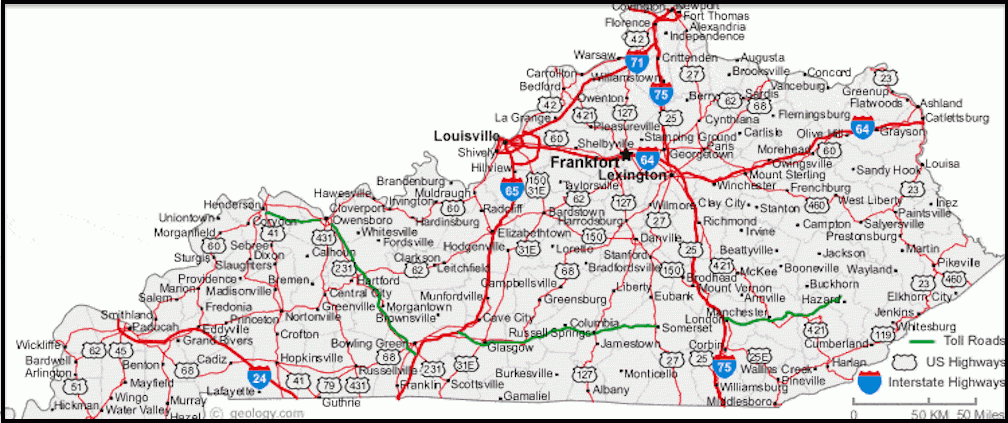 Printable Map Of Kentucky