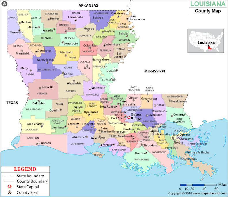 Printable Map Of Louisiana Parishes