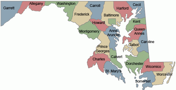 Printable Map Of Map Of Maryland Counties Free Printable 