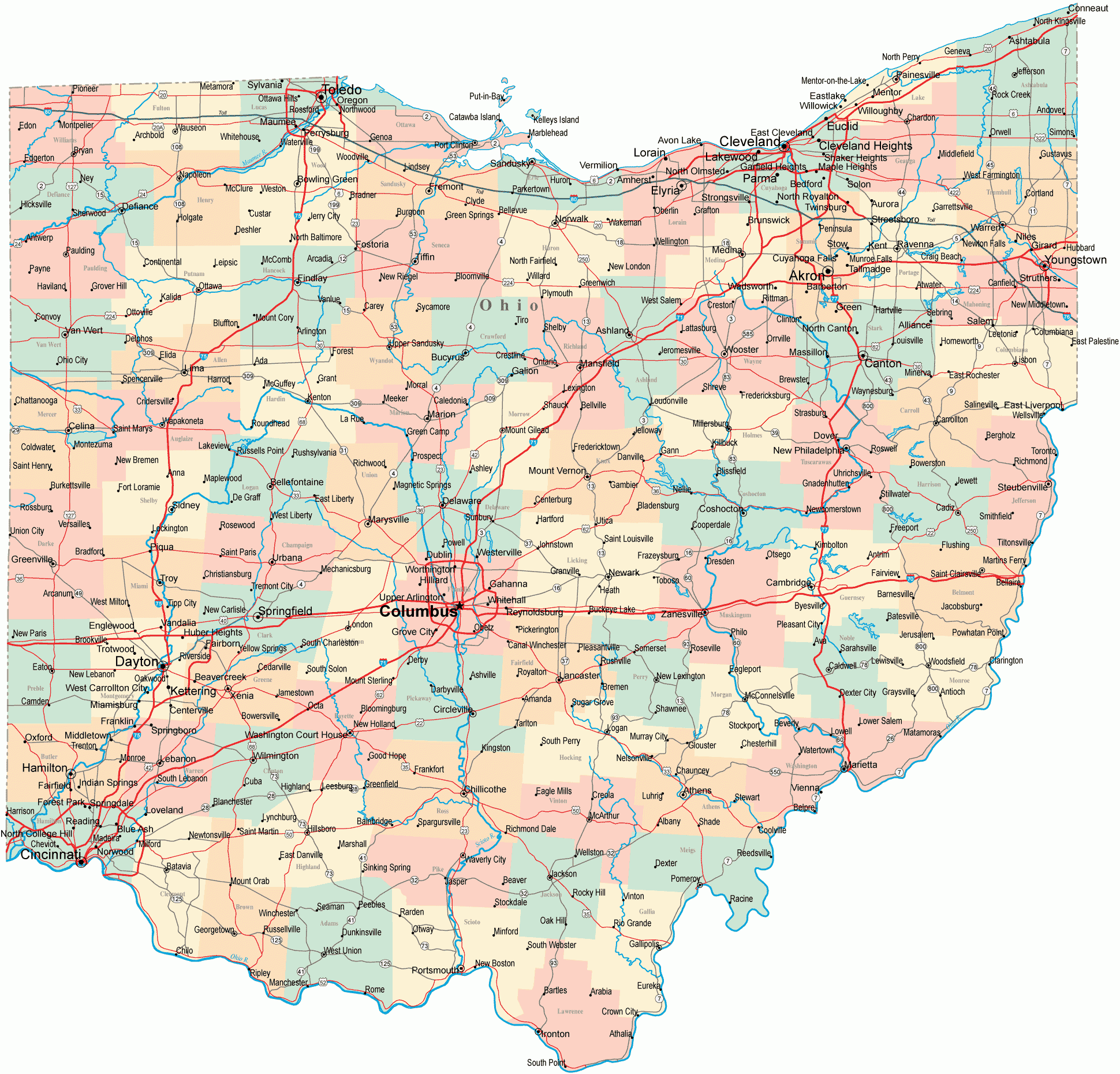 Printable Map Of State Map Of Ohio State Map Free 