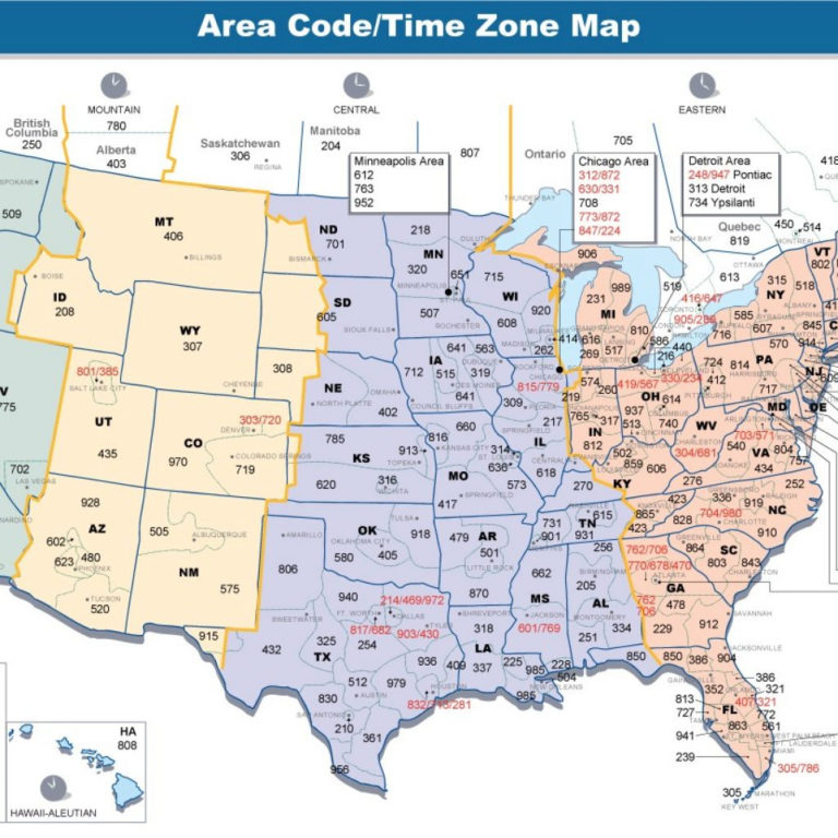 Printable Us Map With Time Zones And Area Codes Printable Map Of The United States
