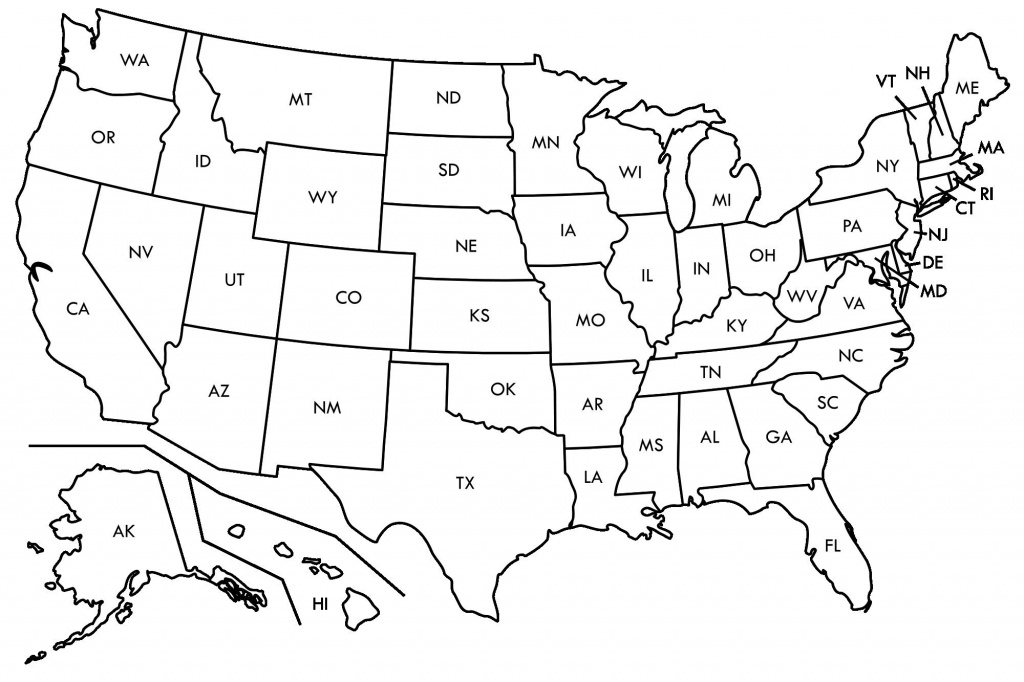 Printable Map Of Usa With State Abbreviations Free 