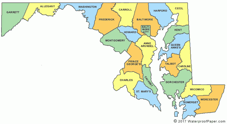 Printable Maryland Maps State Outline County Cities