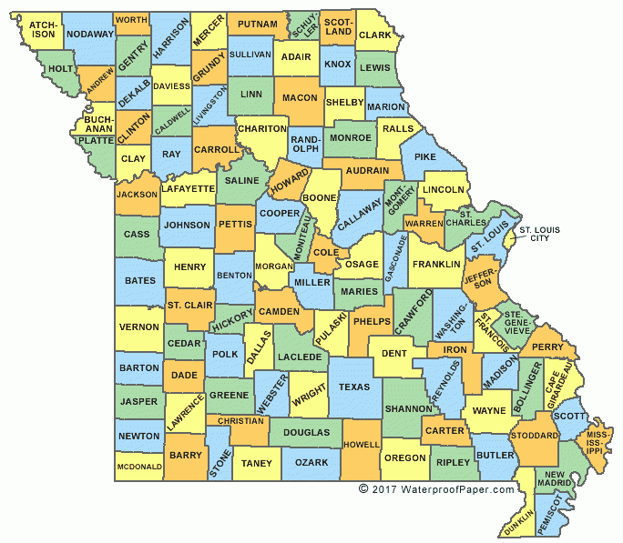 Printable Missouri Maps State Outline County Cities