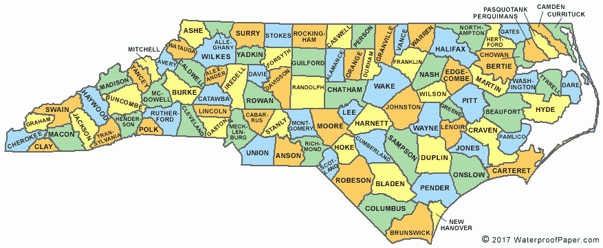 Printable North Carolina Maps State Outline County Cities