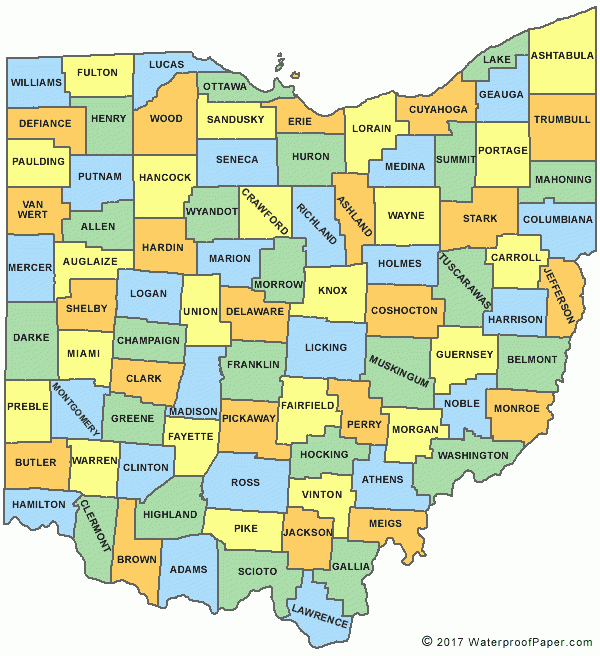 Printable Ohio Maps State Outline County Cities