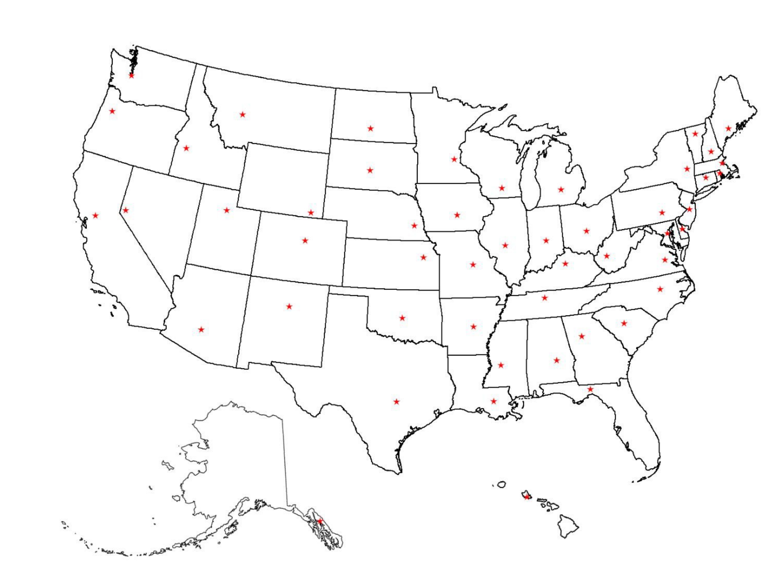 Printable State Capitals Location Map Free Download