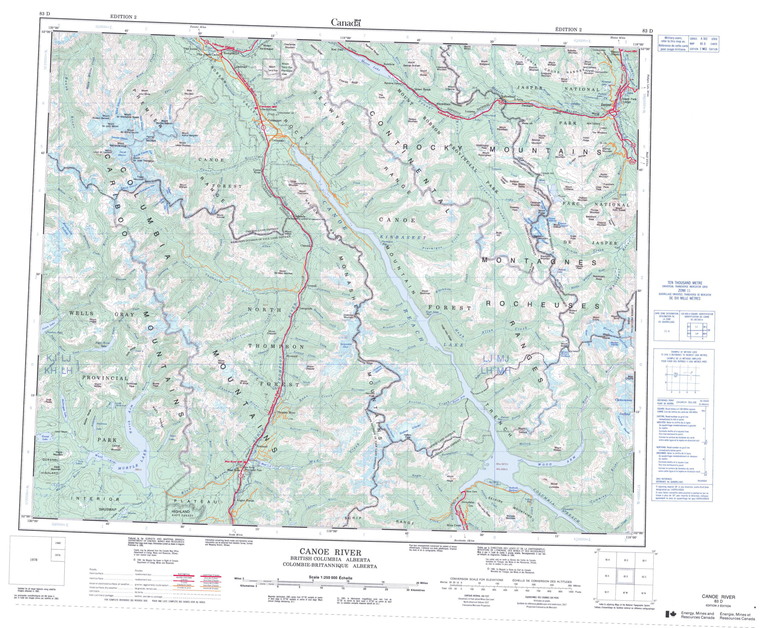 Printable Topographic Map Of Canoe River 083D AB