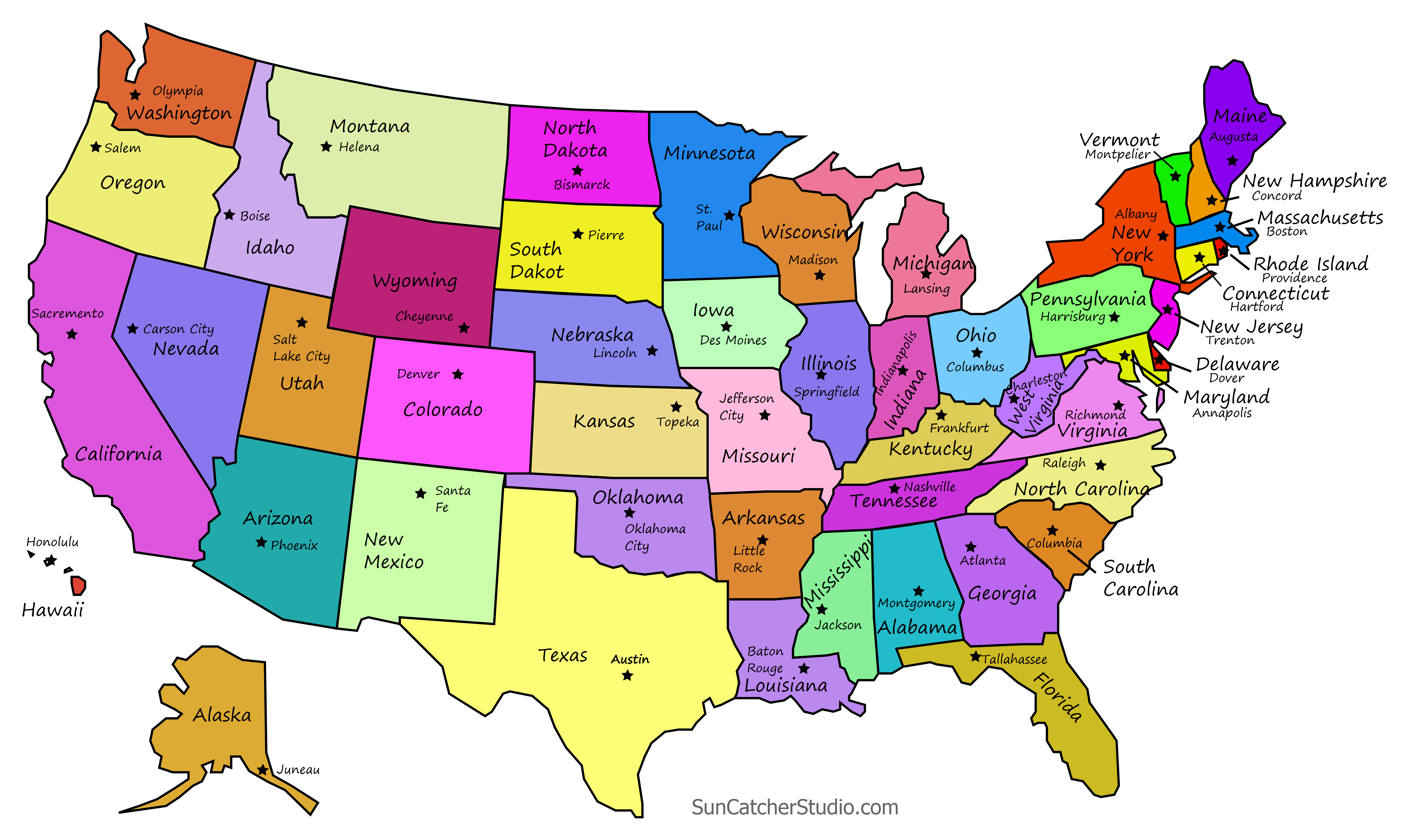 Printable 50 States Map Printable Map Of The United States