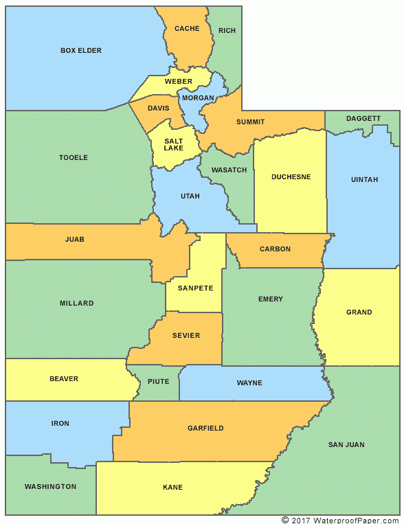 Printable Utah Maps State Outline County Cities