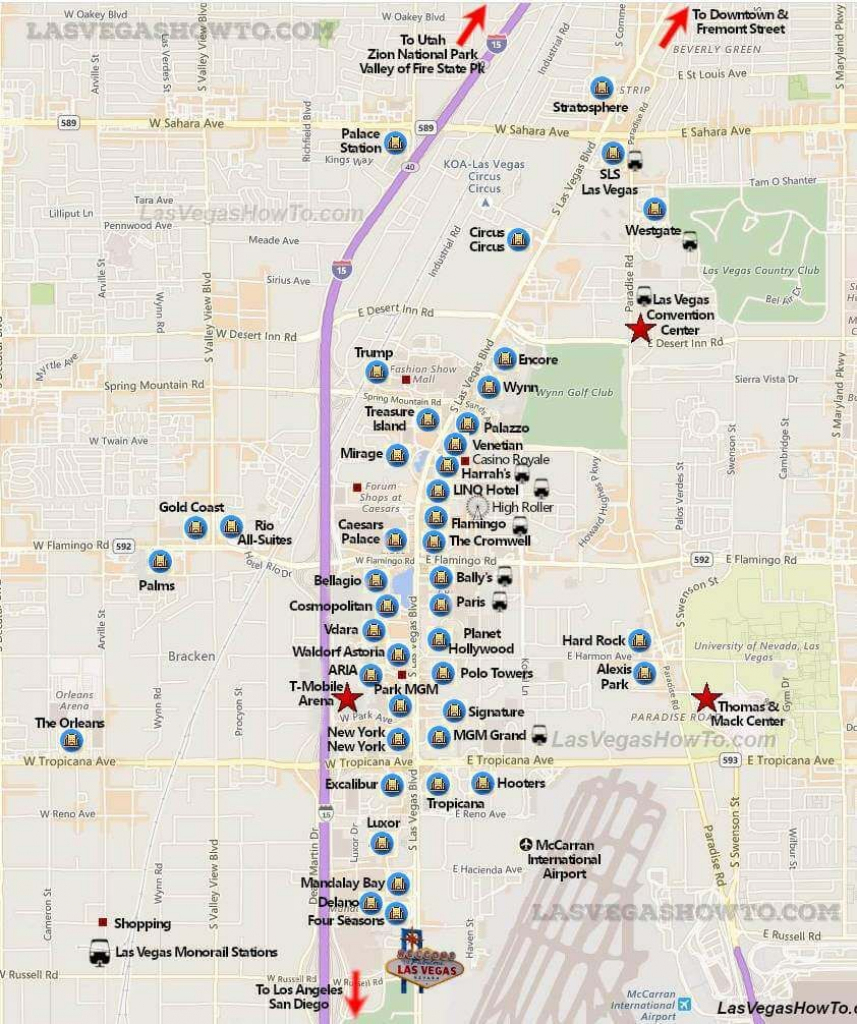 Printable Vegas Strip Map Printable Maps