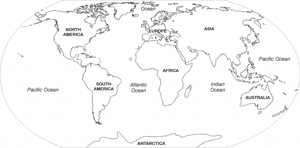Printable World Map With Continents And Oceans Labeled 