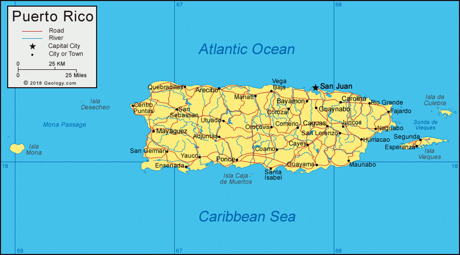 Puerto Rico Map And Satellite Image Puerto Rico Map And Satellite Image