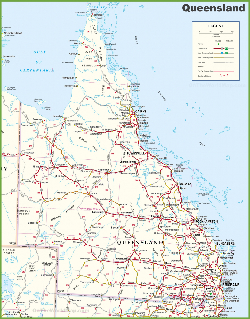 Queensland Map Road Australia 1 World Wide Maps Within 