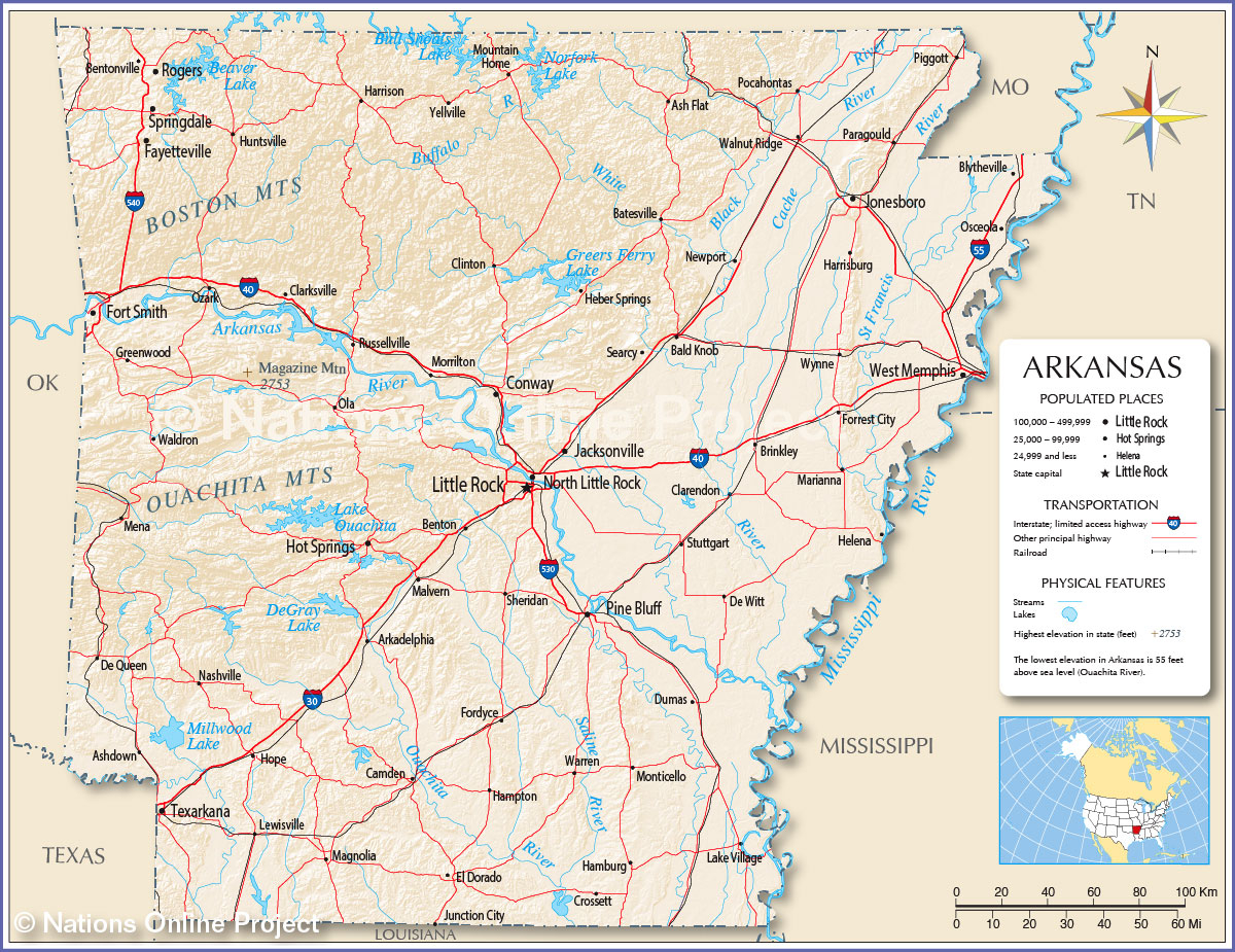 Reference Maps Of Arkansas USA Nations Online Project