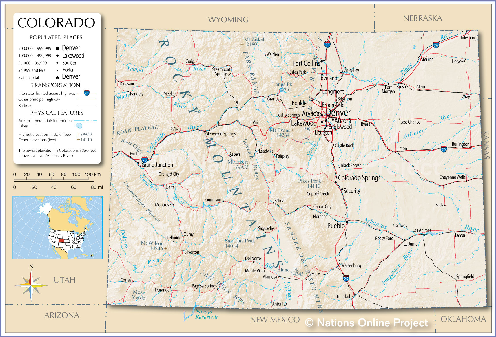 Reference Maps Of Colorado USA Nations Online Project