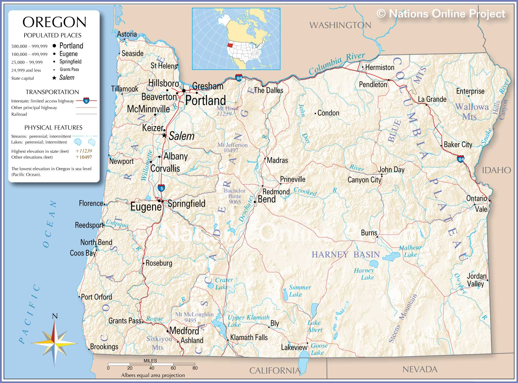 Reference Maps Of Oregon USA Nations Online Project