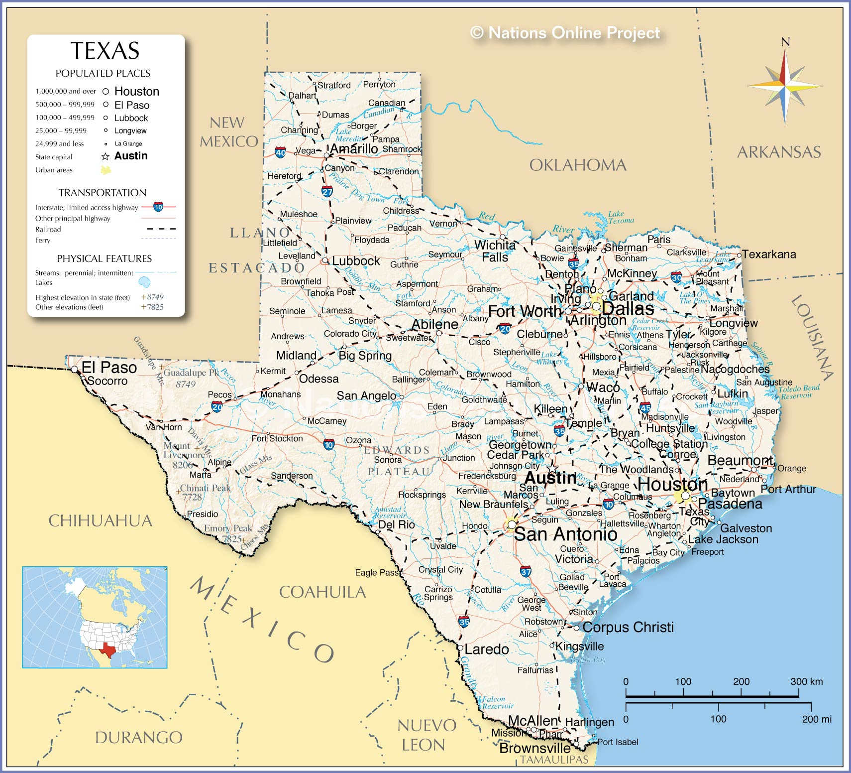 Reference Maps Of Texas USA Nations Online Project