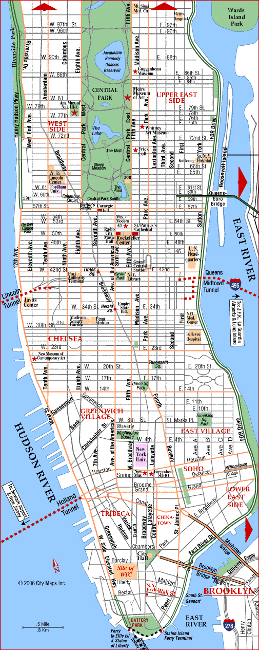 Road Map Of Manhattan Manhattan Road Map NYmap 
