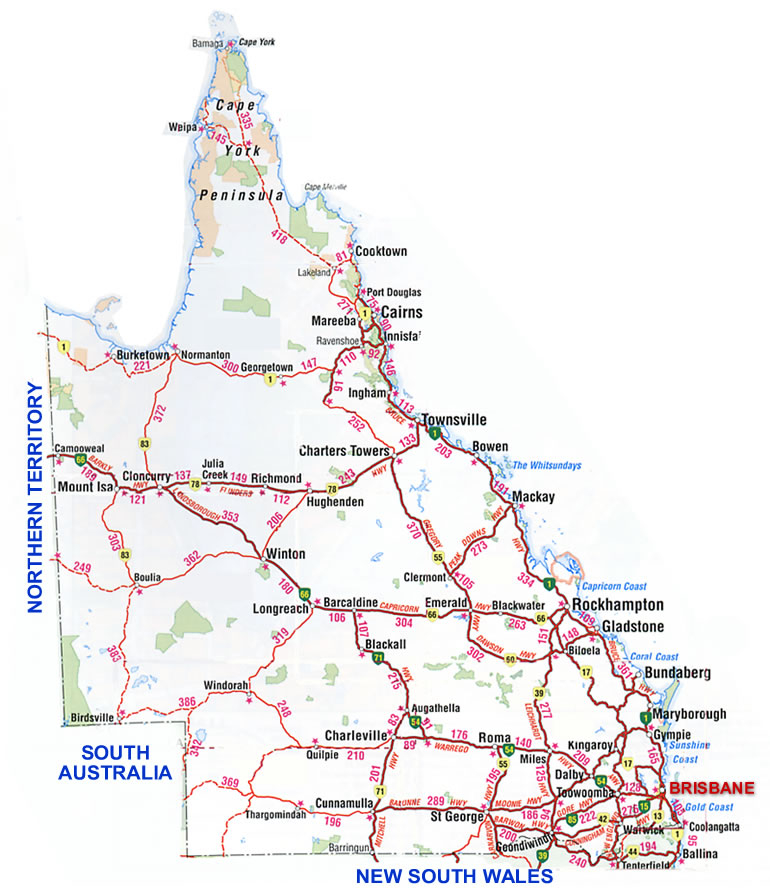 Road Map Queensland Australia Road Map Queensland Australia