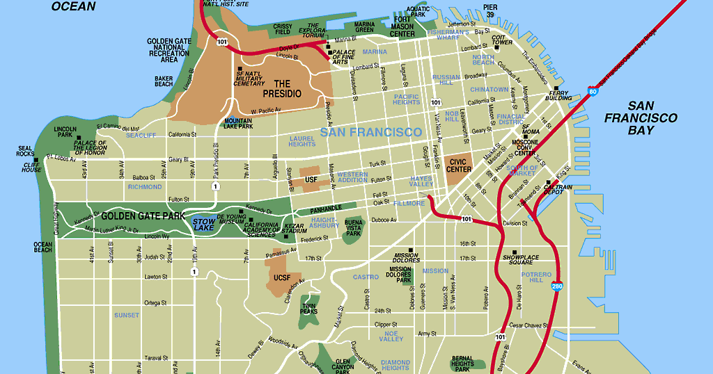 San Francisco Map Free Printable Maps San Francisco Map Free Printable Maps