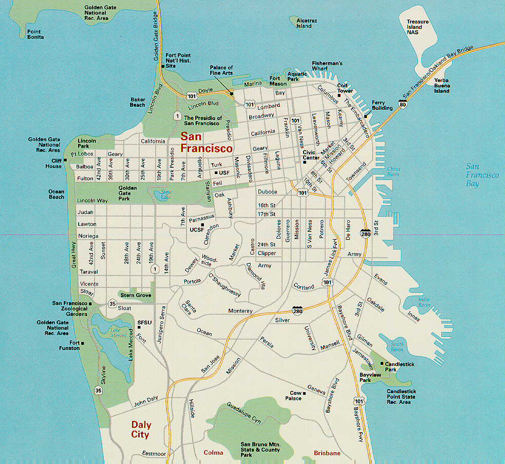 San Francisco Map Free Printable Maps San Francisco Map Free Printable Maps