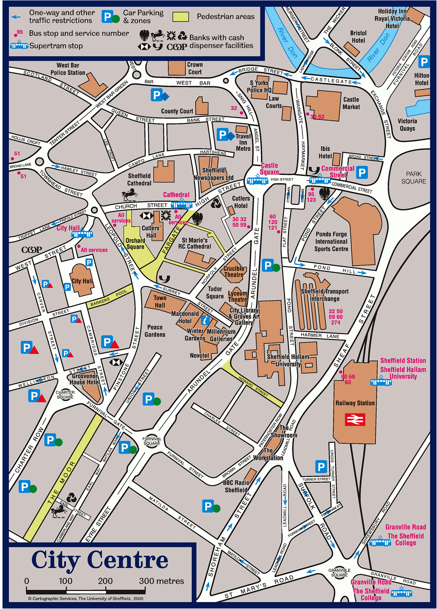 Sheffield Tourist Map Sheffield England Mappery