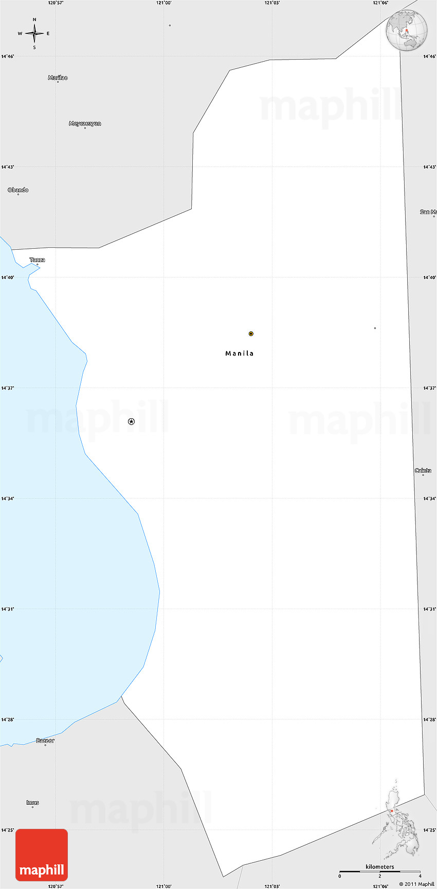Silver Style Simple Map Of NCR Silver Style Simple Map Of NCR