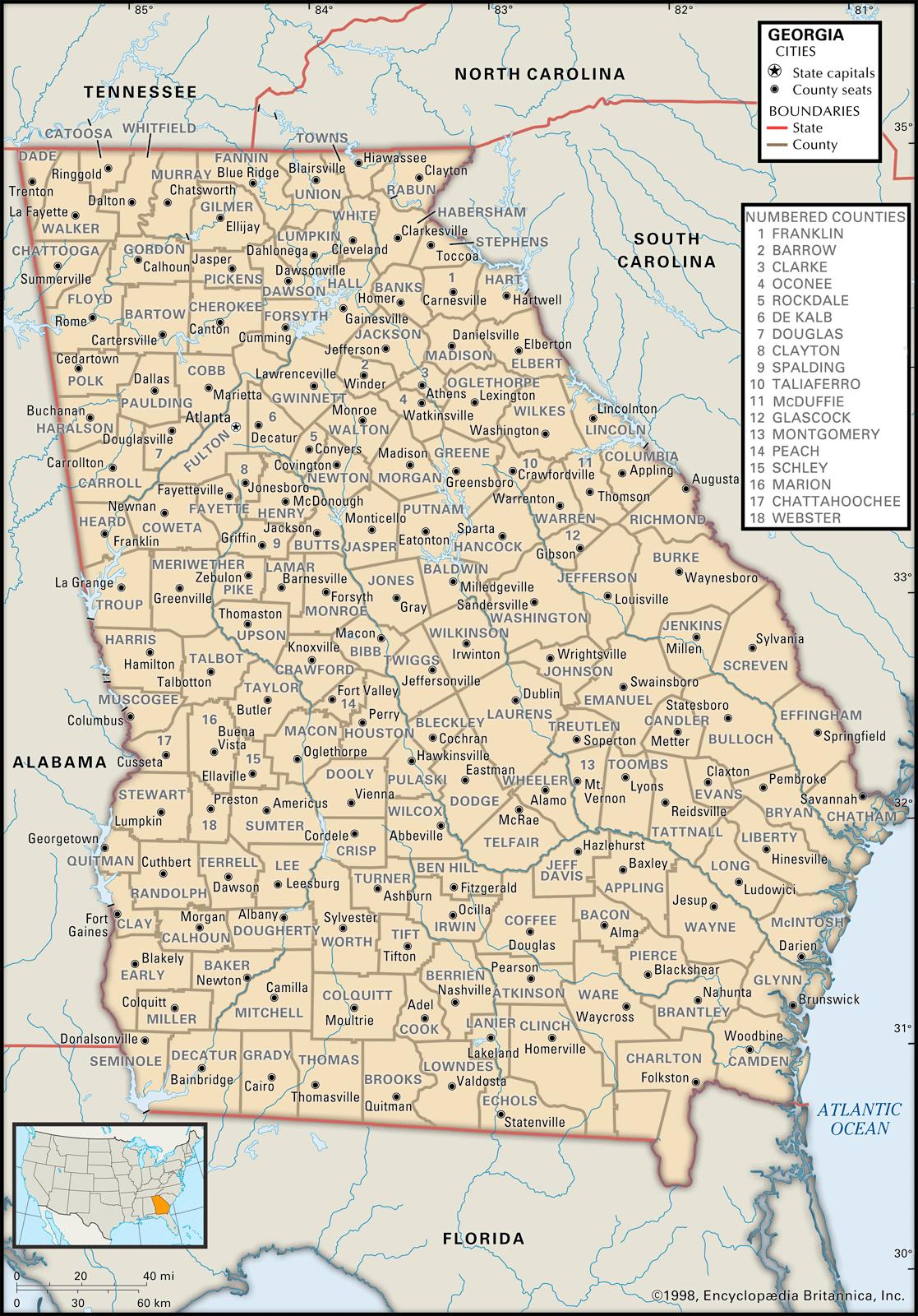 State And County Maps Of Georgia