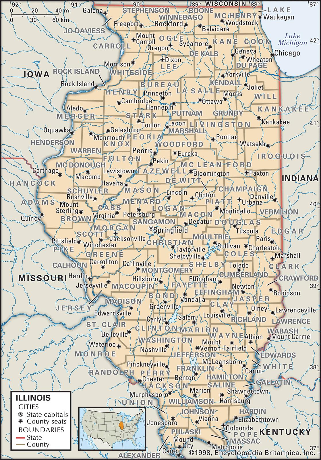State And County Maps Of Illinois