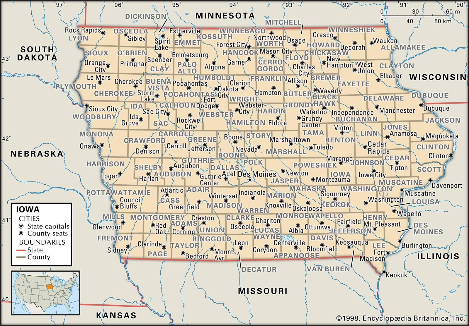State And County Maps Of Iowa State And County Maps Of Iowa