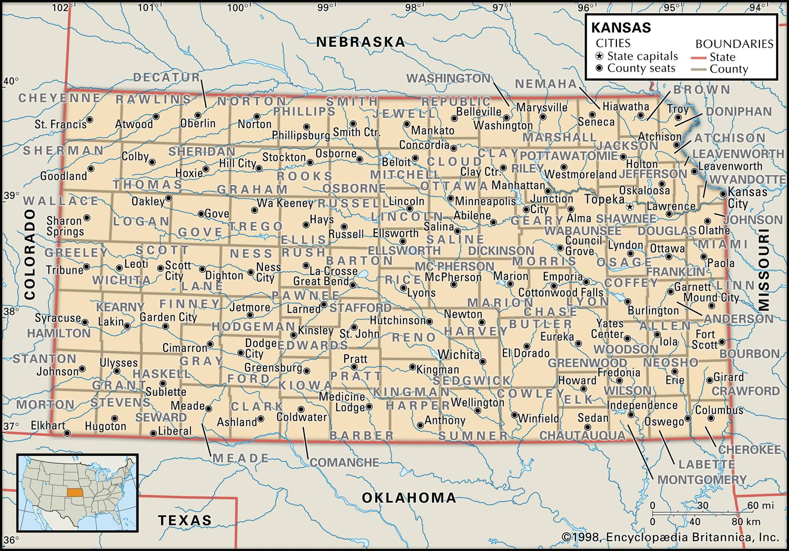 State And County Maps Of Kansas