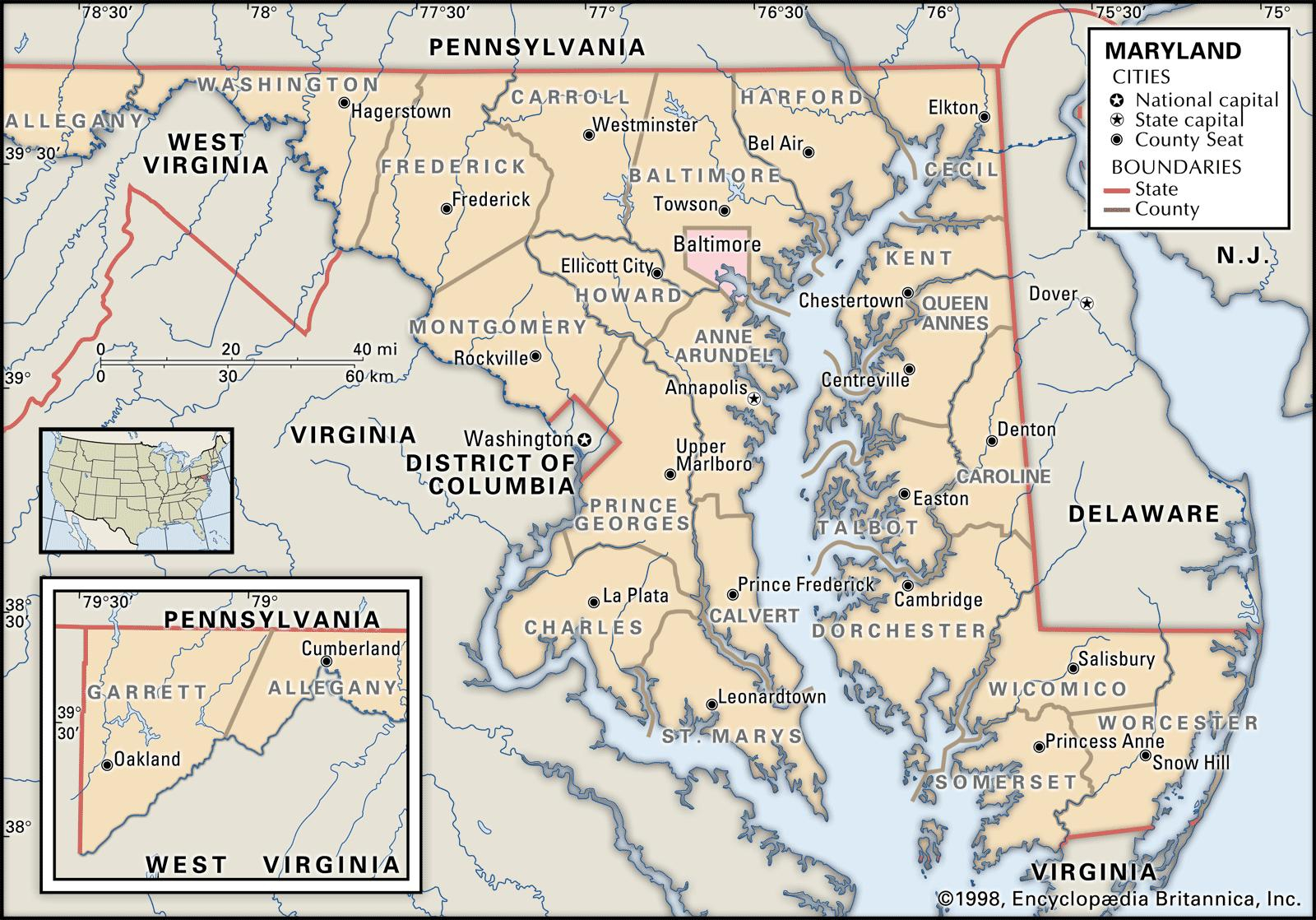 State And County Maps Of Maryland