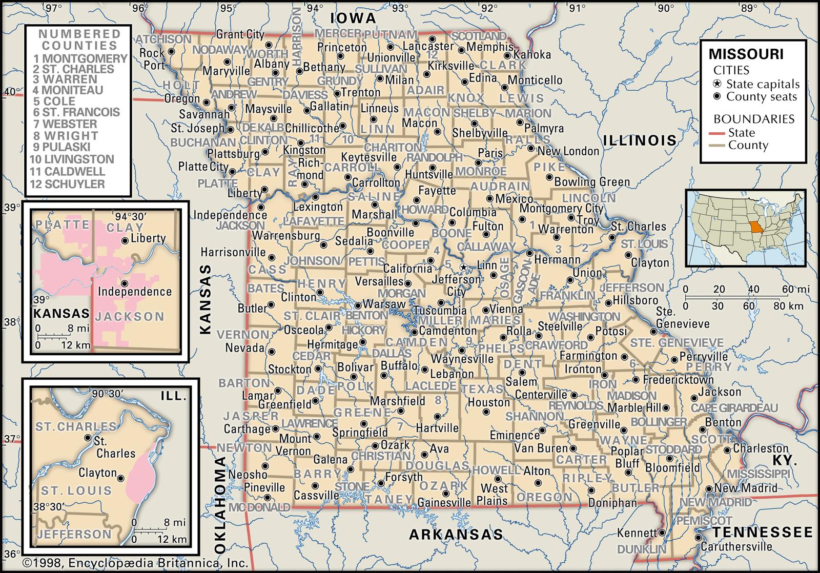 State And County Maps Of Missouri