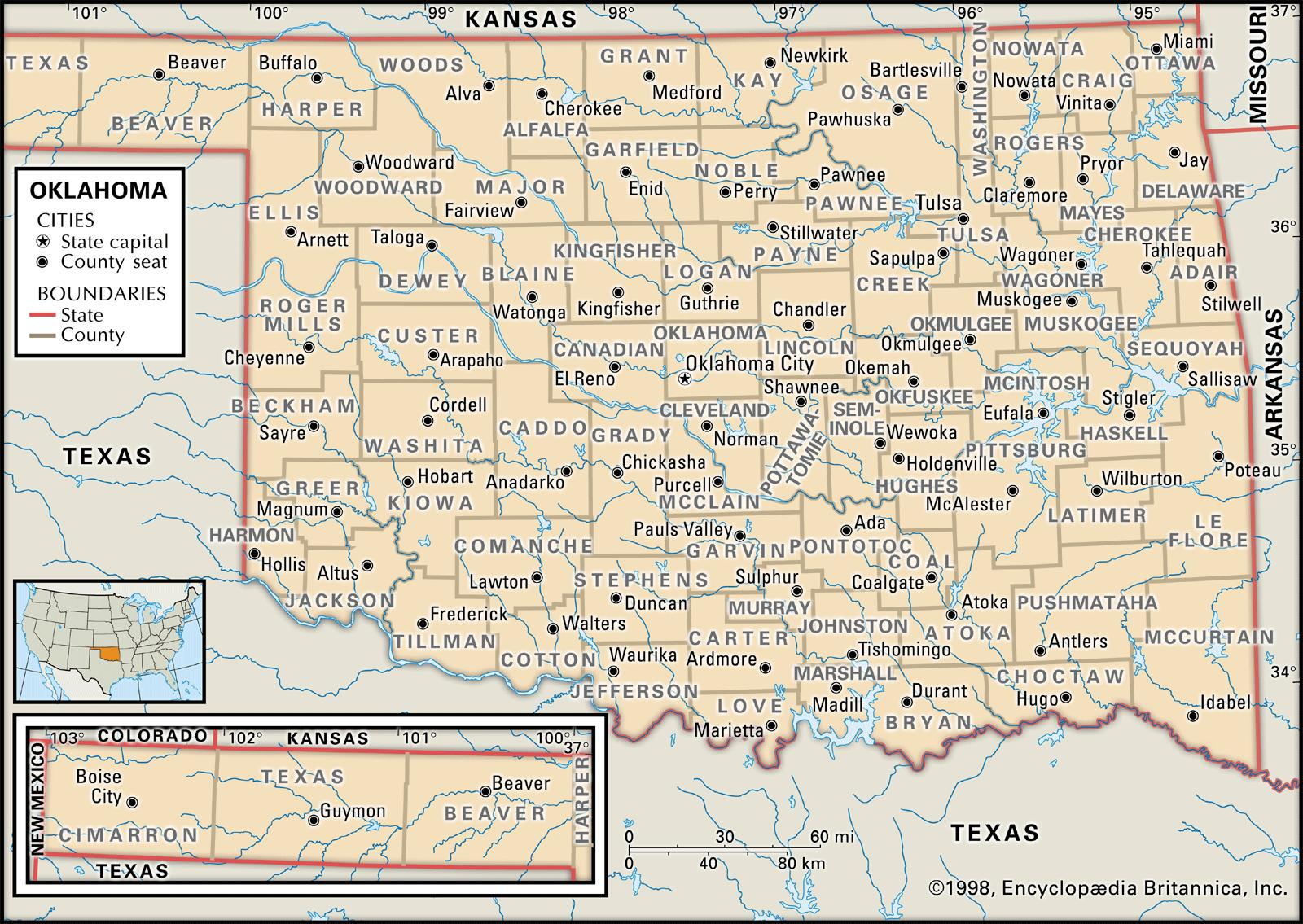 State And County Maps Of Oklahoma