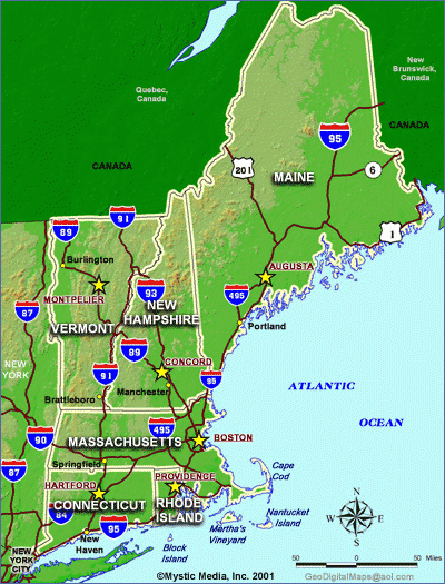 State Maps Of New England Maps For MA NH VT ME CT RI State Maps Of New England Maps For MA NH VT ME CT RI