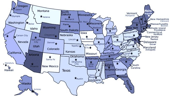 States And Capitals Map For Kids States And Capitals 