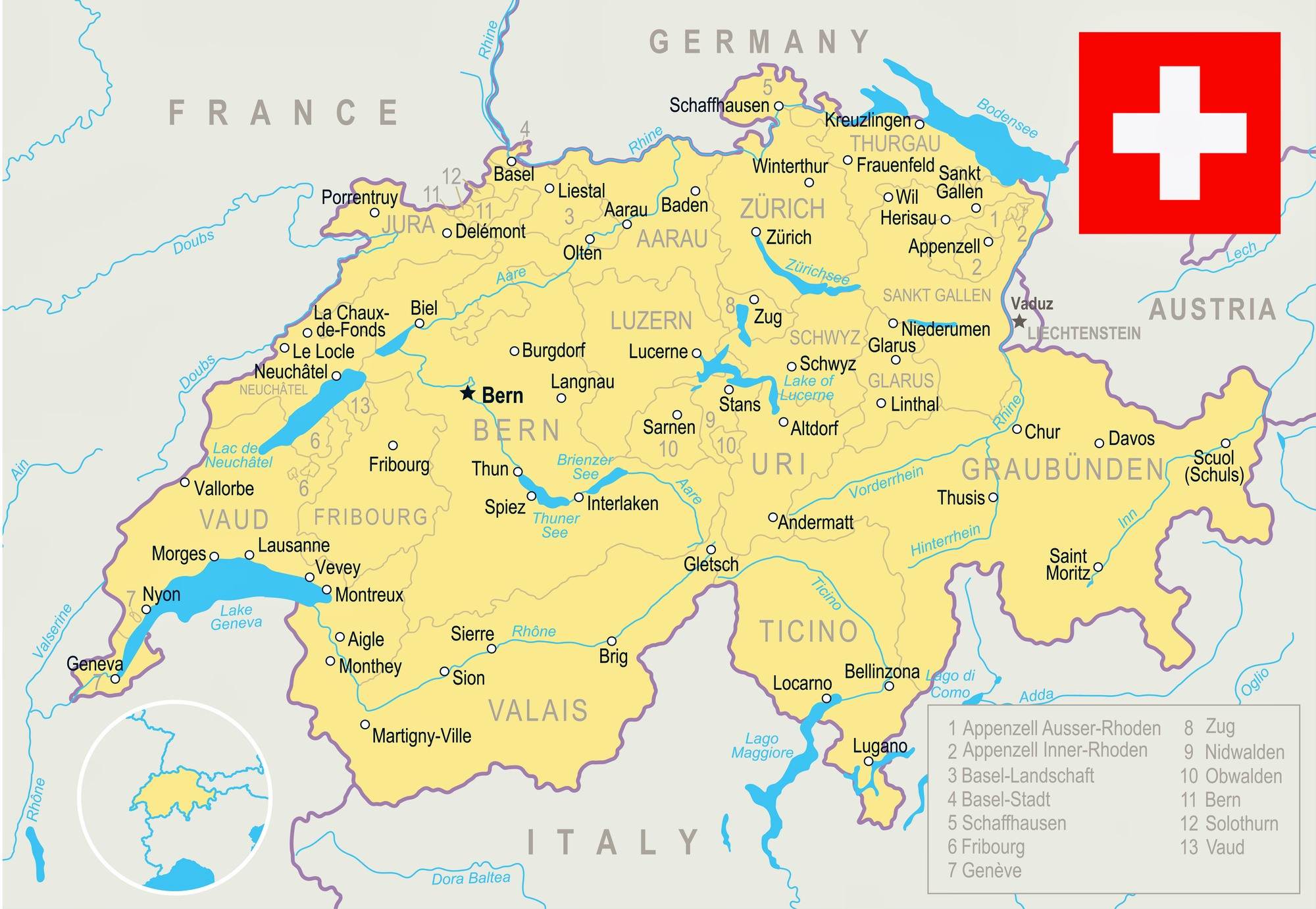 Switzerland Maps Printable Maps Of Switzerland For Download