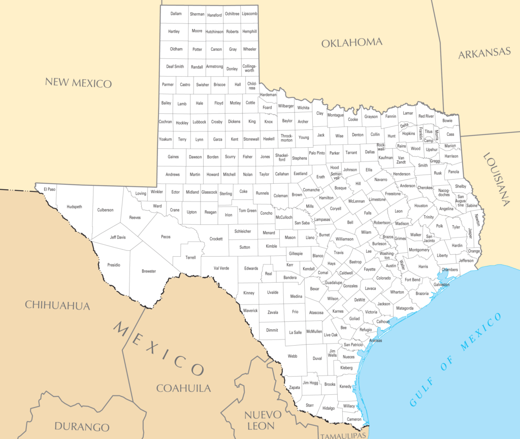 Texas County Map Mapsof | Printable Map of The United States