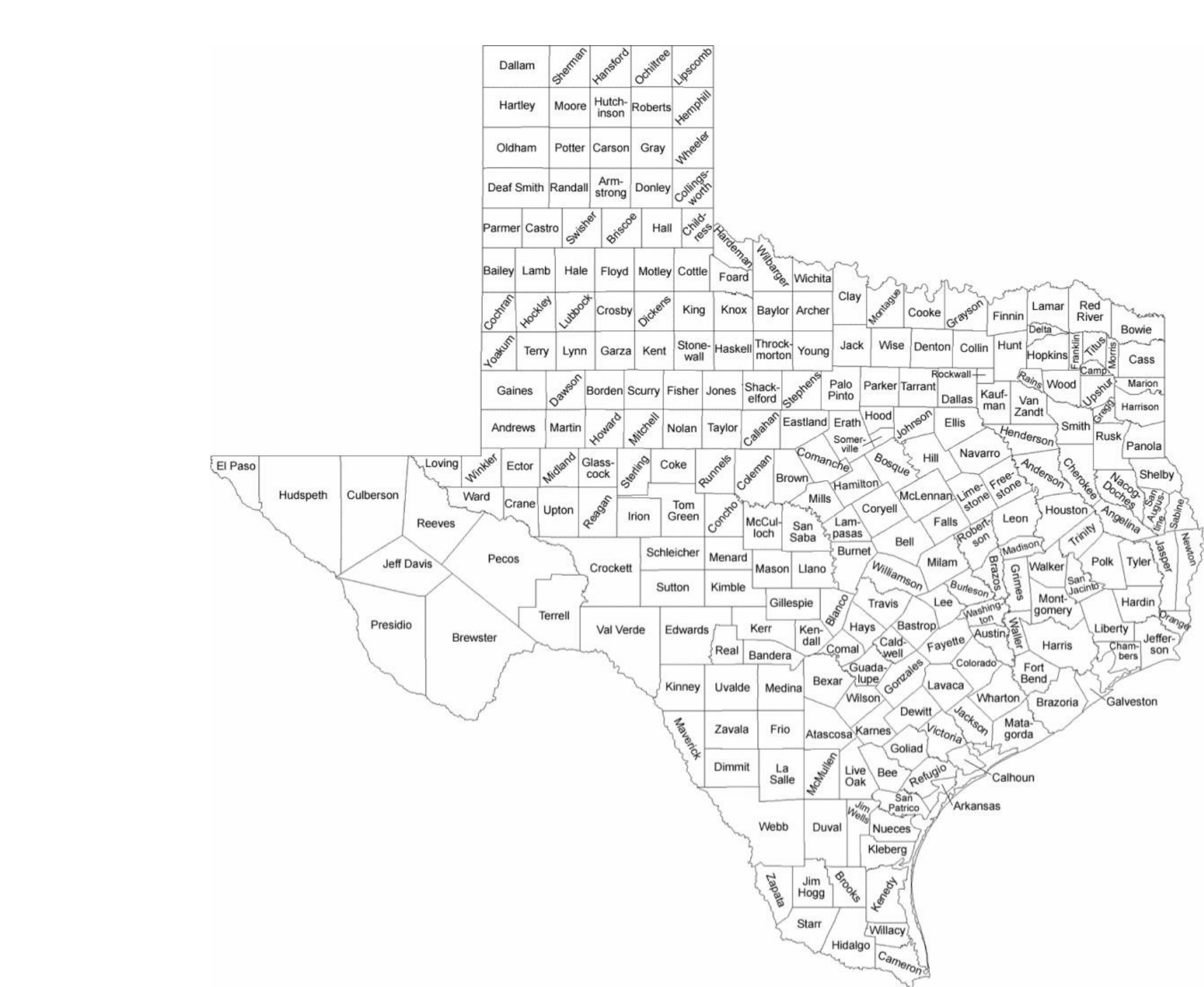 Texas County Map With County Names Free Download Texas County Map With County Names Free Download